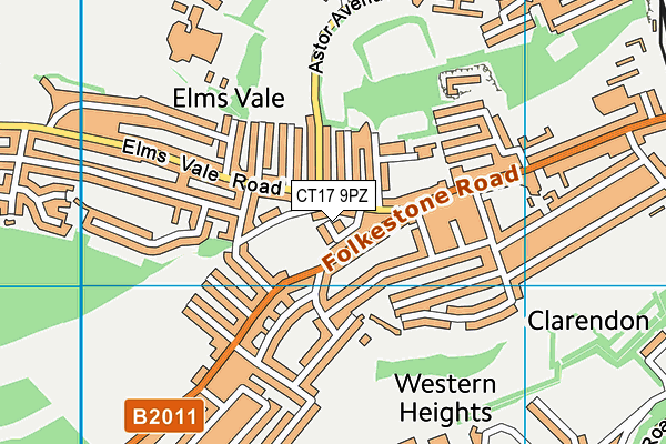 CT17 9PZ map - OS VectorMap District (Ordnance Survey)