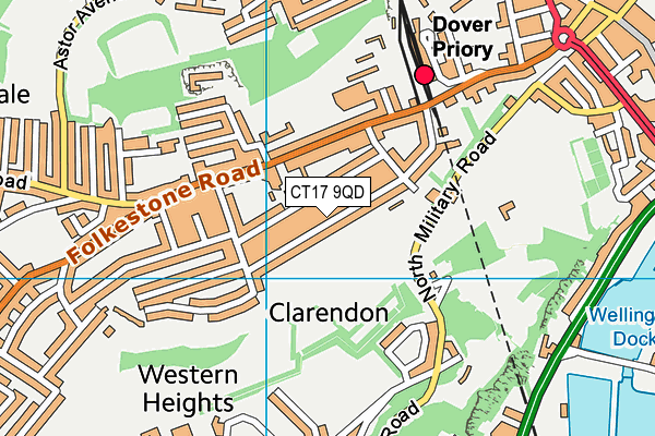 CT17 9QD map - OS VectorMap District (Ordnance Survey)