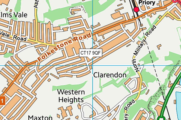 CT17 9QF map - OS VectorMap District (Ordnance Survey)