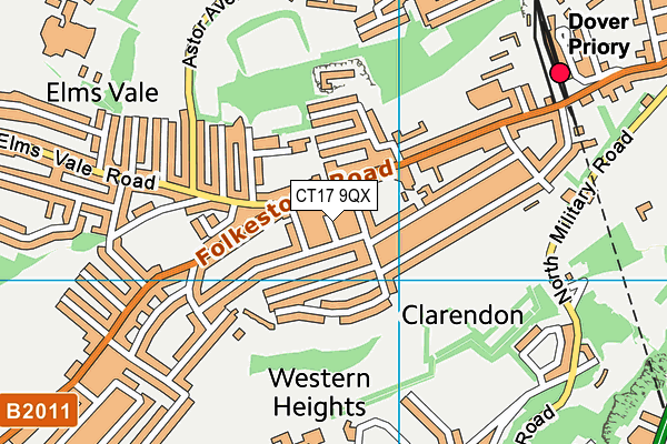 CT17 9QX map - OS VectorMap District (Ordnance Survey)