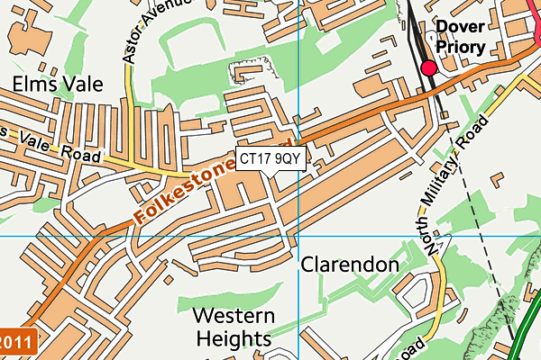 CT17 9QY map - OS VectorMap District (Ordnance Survey)