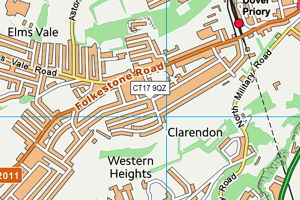 CT17 9QZ map - OS VectorMap District (Ordnance Survey)