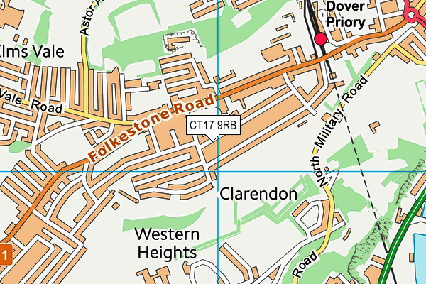 CT17 9RB map - OS VectorMap District (Ordnance Survey)