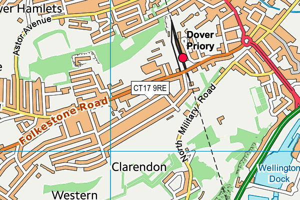 CT17 9RE map - OS VectorMap District (Ordnance Survey)