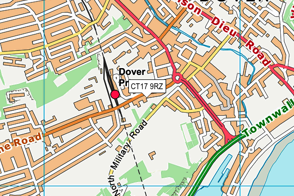 CT17 9RZ map - OS VectorMap District (Ordnance Survey)