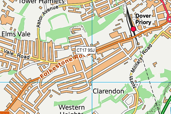 CT17 9SJ map - OS VectorMap District (Ordnance Survey)