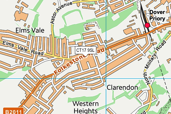 CT17 9SL map - OS VectorMap District (Ordnance Survey)