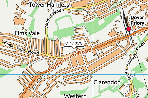 CT17 9SW map - OS VectorMap District (Ordnance Survey)