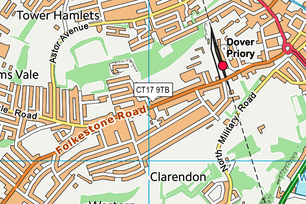 CT17 9TB map - OS VectorMap District (Ordnance Survey)