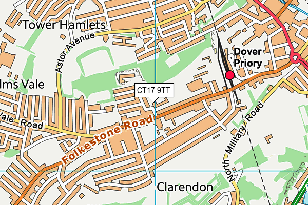 CT17 9TT map - OS VectorMap District (Ordnance Survey)