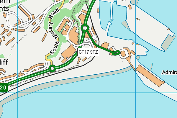 CT17 9TZ map - OS VectorMap District (Ordnance Survey)