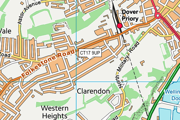 CT17 9UP map - OS VectorMap District (Ordnance Survey)