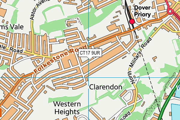CT17 9UR map - OS VectorMap District (Ordnance Survey)
