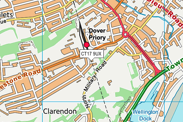 CT17 9UX map - OS VectorMap District (Ordnance Survey)