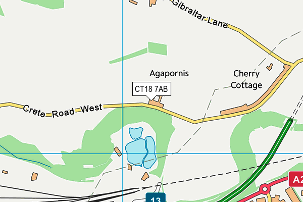 CT18 7AB map - OS VectorMap District (Ordnance Survey)