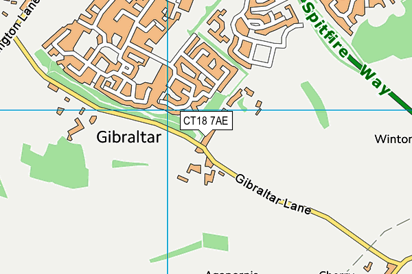 CT18 7AE map - OS VectorMap District (Ordnance Survey)