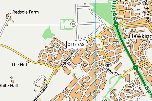 CT18 7AG map - OS VectorMap District (Ordnance Survey)