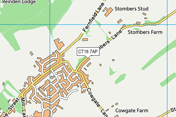CT18 7AP map - OS VectorMap District (Ordnance Survey)