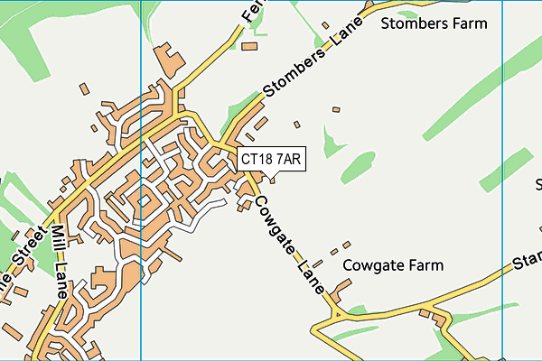 CT18 7AR map - OS VectorMap District (Ordnance Survey)