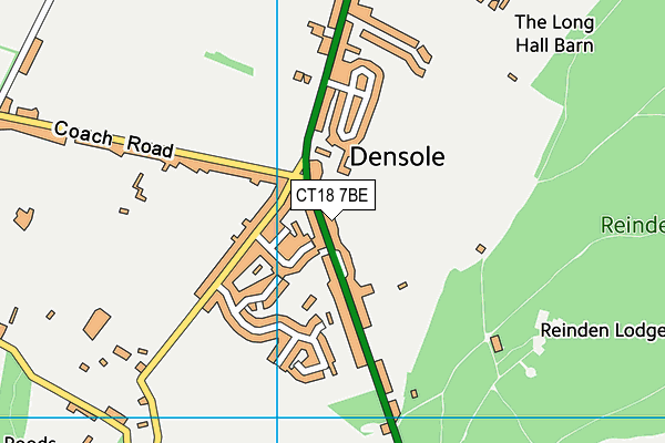 CT18 7BE map - OS VectorMap District (Ordnance Survey)