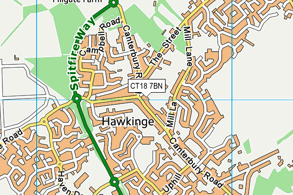 Hawkinge Primary School map (CT18 7BN) - OS VectorMap District (Ordnance Survey)