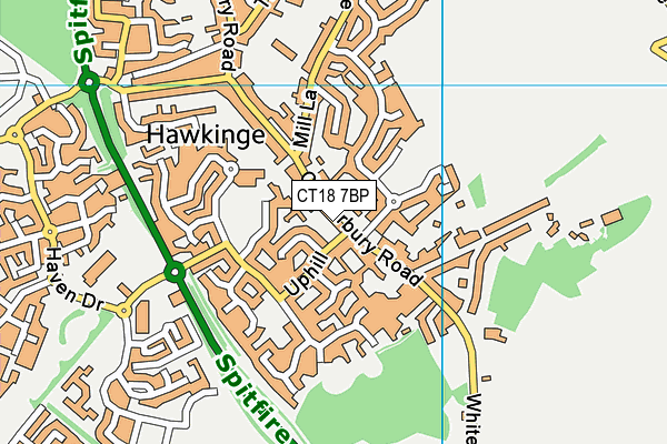 Hawkinge Village Hall map (CT18 7BP) - OS VectorMap District (Ordnance Survey)