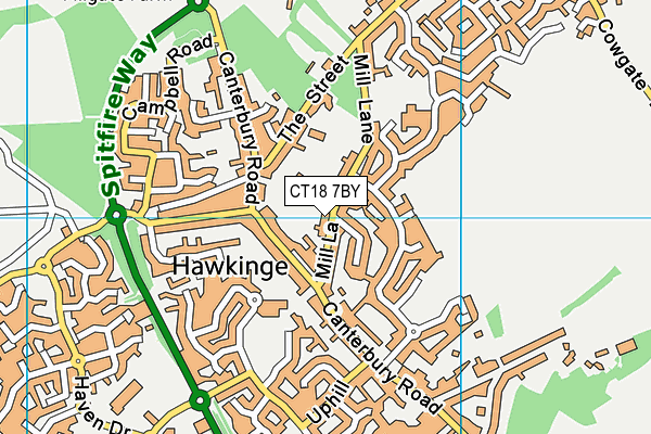 CT18 7BY map - OS VectorMap District (Ordnance Survey)