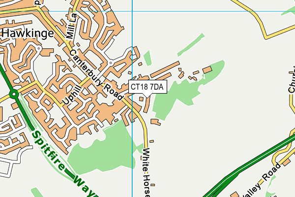 CT18 7DA map - OS VectorMap District (Ordnance Survey)