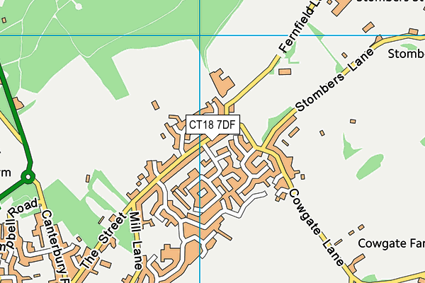 CT18 7DF map - OS VectorMap District (Ordnance Survey)