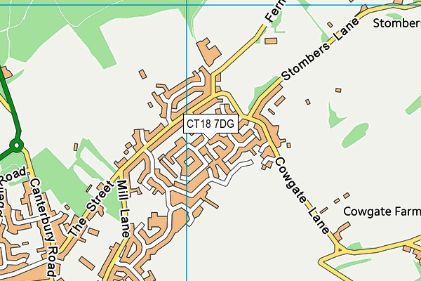 CT18 7DG map - OS VectorMap District (Ordnance Survey)