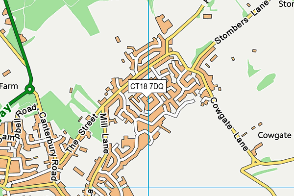 CT18 7DQ map - OS VectorMap District (Ordnance Survey)