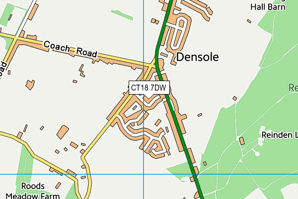 CT18 7DW map - OS VectorMap District (Ordnance Survey)