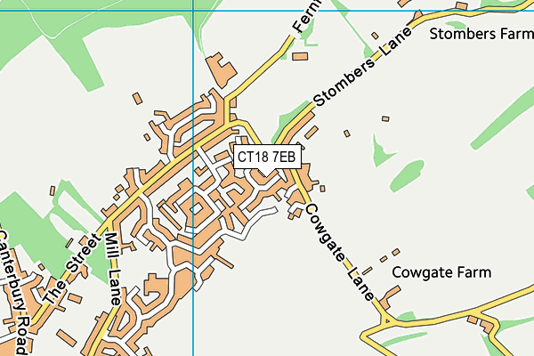 CT18 7EB map - OS VectorMap District (Ordnance Survey)