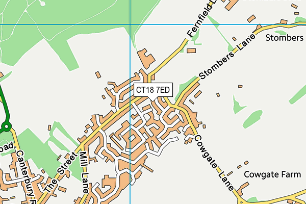 CT18 7ED map - OS VectorMap District (Ordnance Survey)