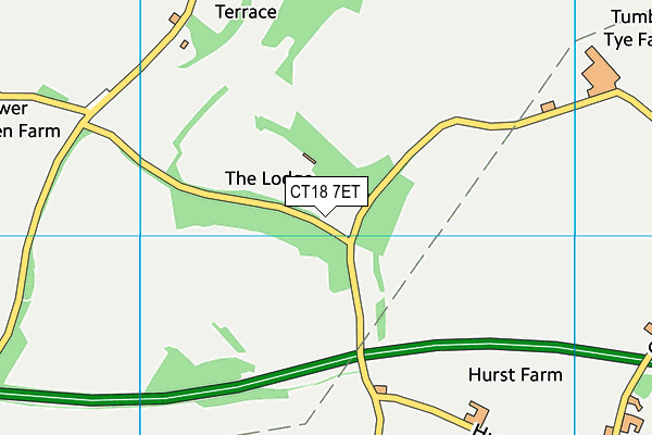 CT18 7ET map - OS VectorMap District (Ordnance Survey)