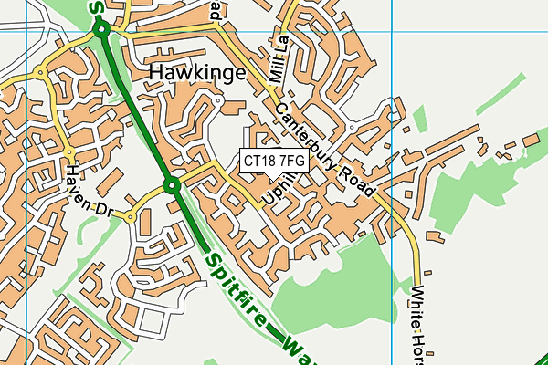 CT18 7FG map - OS VectorMap District (Ordnance Survey)