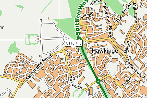 CT18 7FJ map - OS VectorMap District (Ordnance Survey)