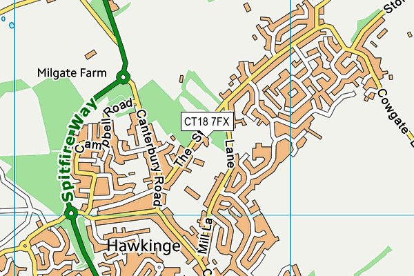 CT18 7FX map - OS VectorMap District (Ordnance Survey)