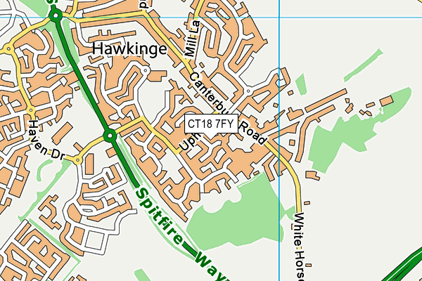 CT18 7FY map - OS VectorMap District (Ordnance Survey)