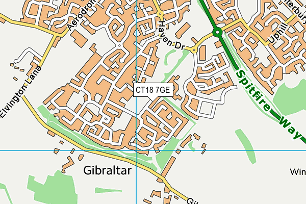 CT18 7GE map - OS VectorMap District (Ordnance Survey)