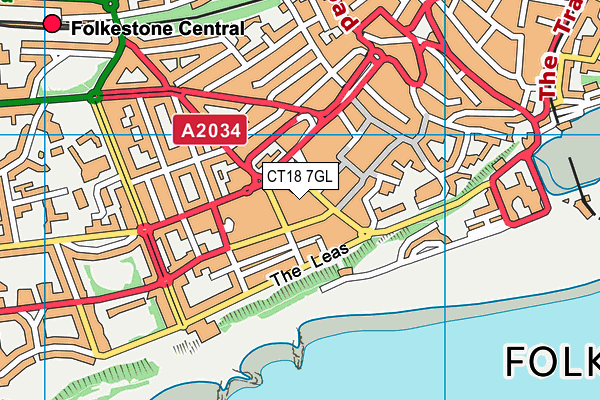 CT18 7GL map - OS VectorMap District (Ordnance Survey)