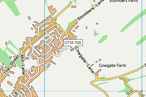 CT18 7GS map - OS VectorMap District (Ordnance Survey)