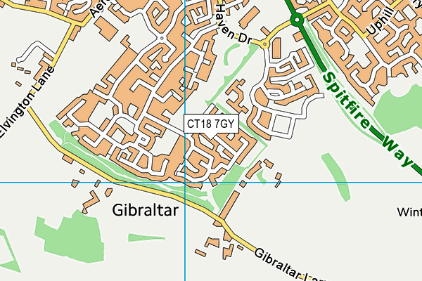 CT18 7GY map - OS VectorMap District (Ordnance Survey)