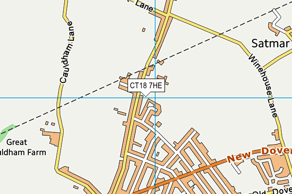 CT18 7HE map - OS VectorMap District (Ordnance Survey)
