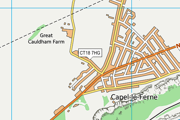CT18 7HG map - OS VectorMap District (Ordnance Survey)