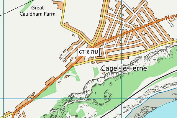 CT18 7HJ map - OS VectorMap District (Ordnance Survey)