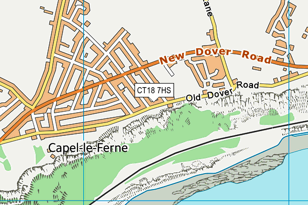 CT18 7HS map - OS VectorMap District (Ordnance Survey)