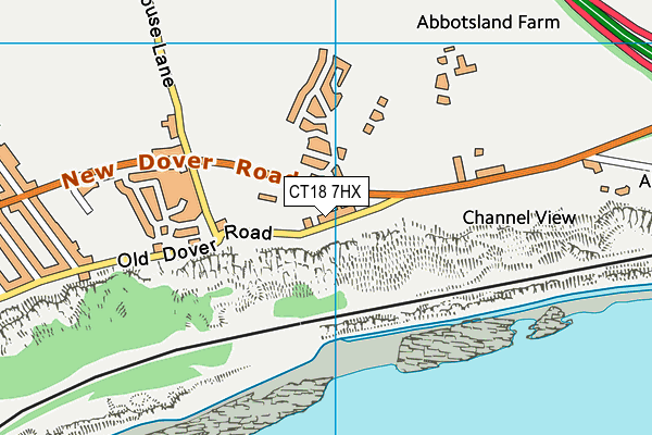 CT18 7HX map - OS VectorMap District (Ordnance Survey)