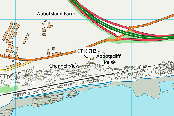 CT18 7HZ map - OS VectorMap District (Ordnance Survey)