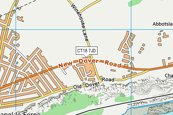 CT18 7JD map - OS VectorMap District (Ordnance Survey)